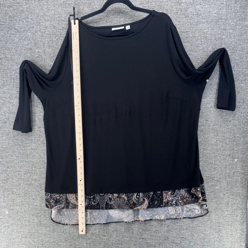 Susan Graver Womans Tunic Top Size 3X Liquid Knit Simple Basic Coastal Artsy
